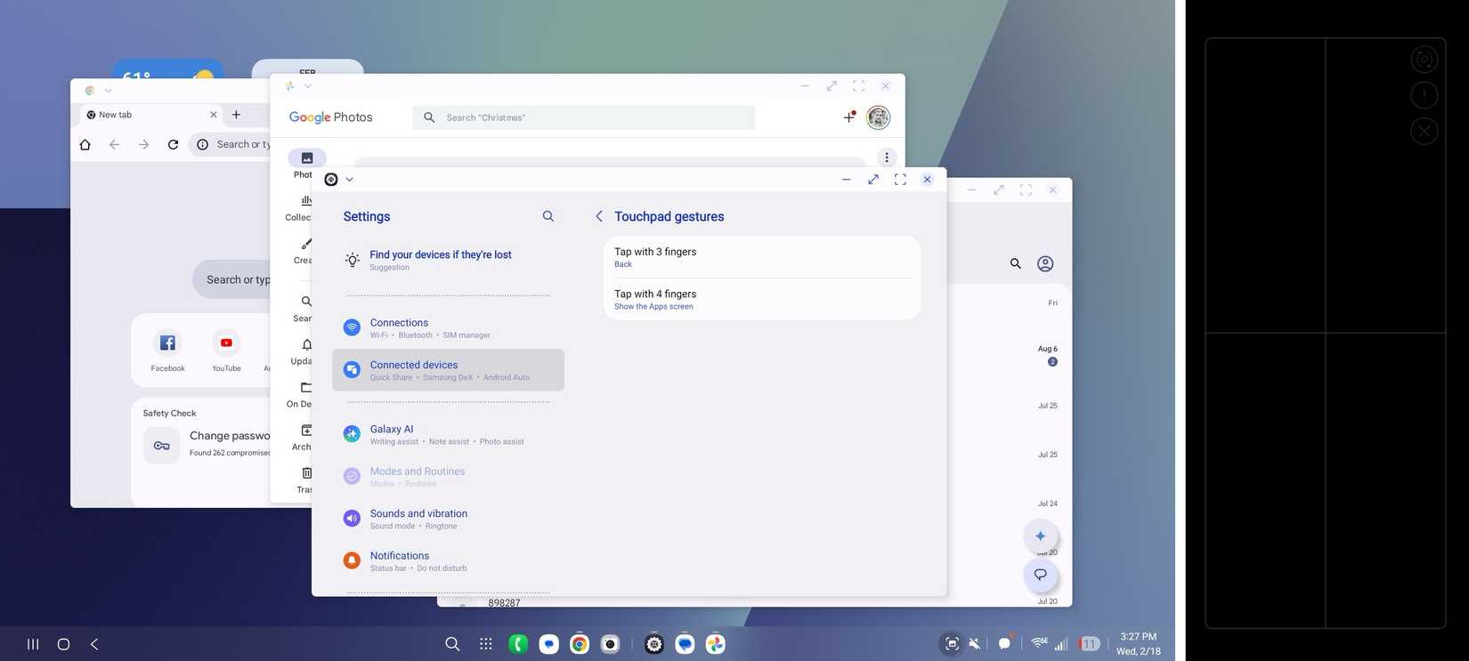 Samsung DeX with trackpad on phone.