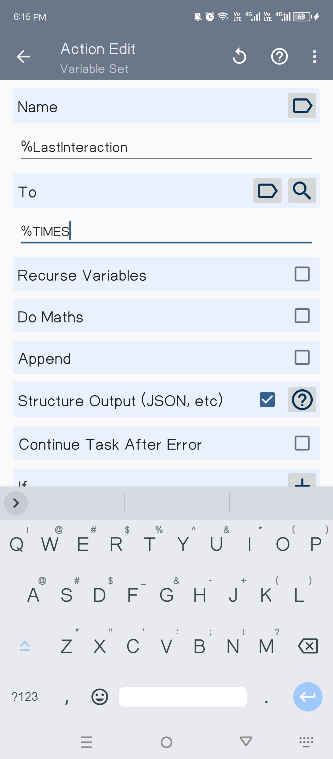 Creating a new variable to measure how much time has passed since the last device interaction.