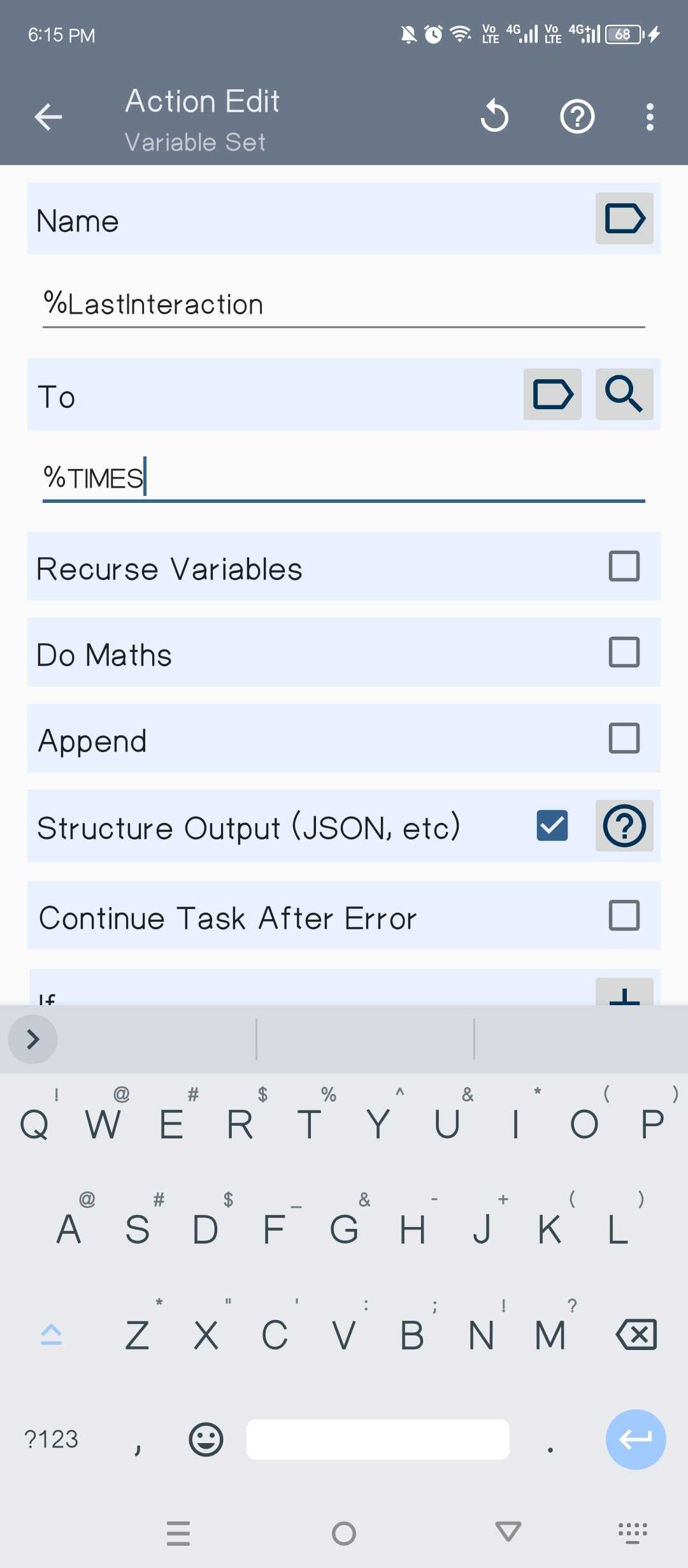 Creating a new variable to measure how much time has passed since the last device interaction.
