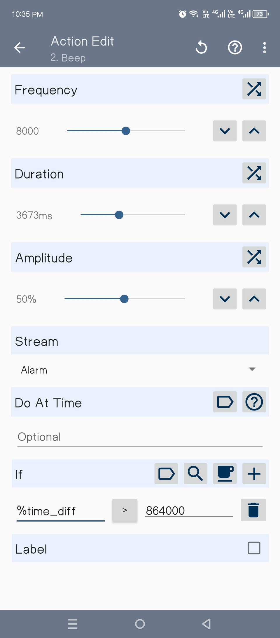 Creating a beep action triggered when the dead man's switch goes off.