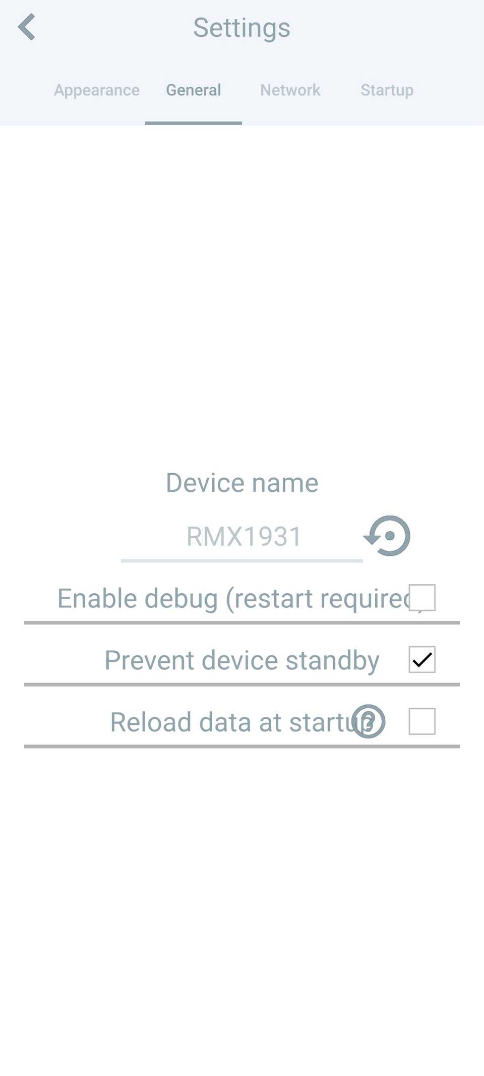 La opción de evitar el modo de espera del dispositivo seleccionada en Pitikapp.
