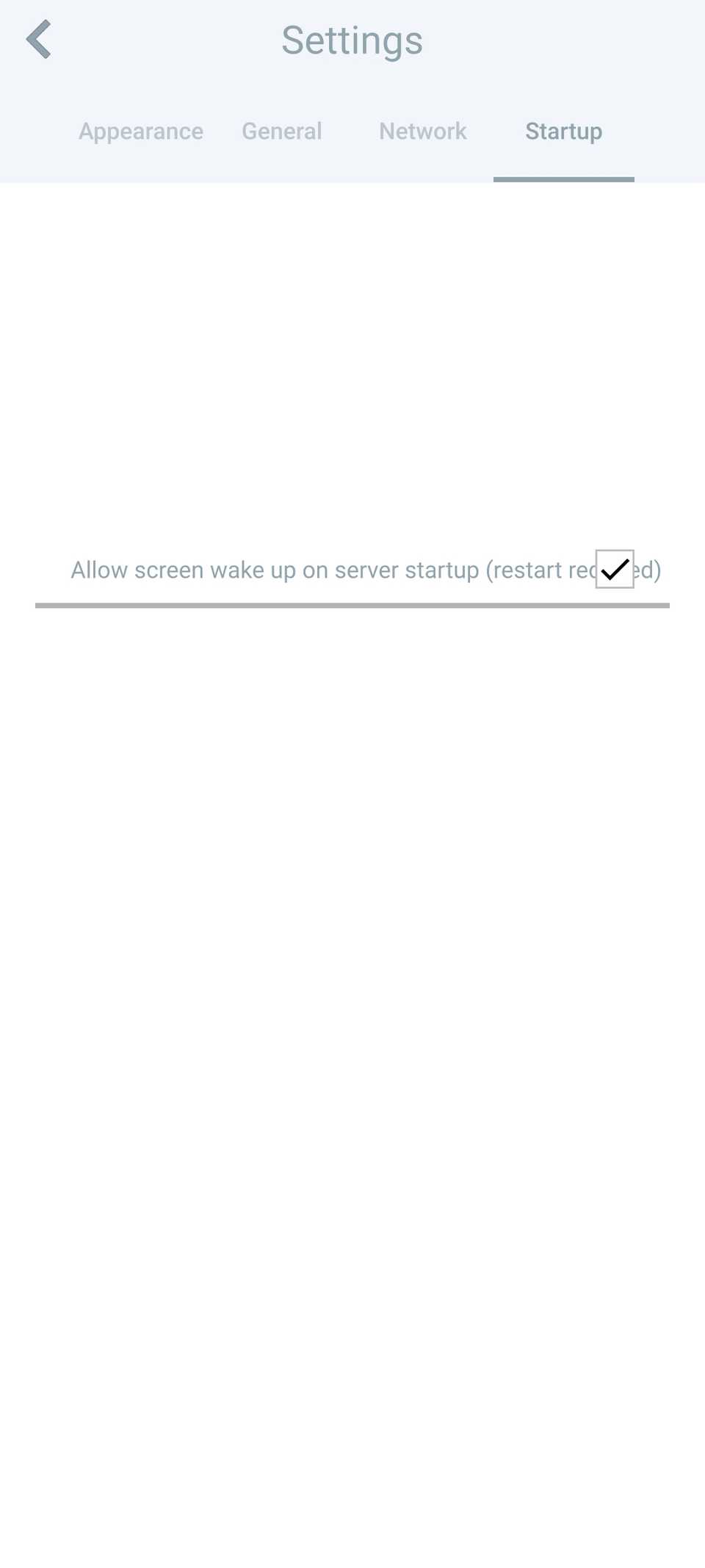 La opción Permitir que la pantalla se active al iniciar el servidor está seleccionada en Pitikapp.