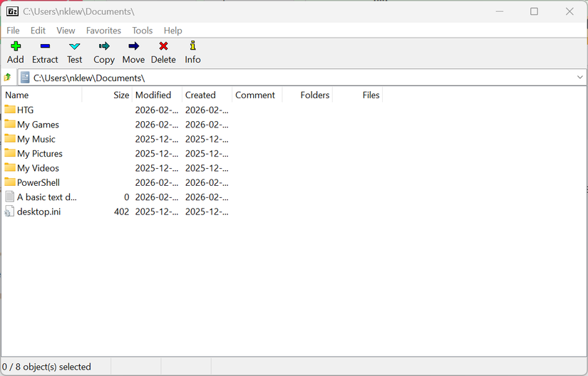 The 7-Zip user interface.