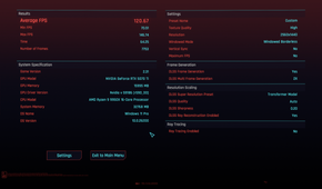 The Cyberpunk Benchmark with DLSS and framegen enabled.