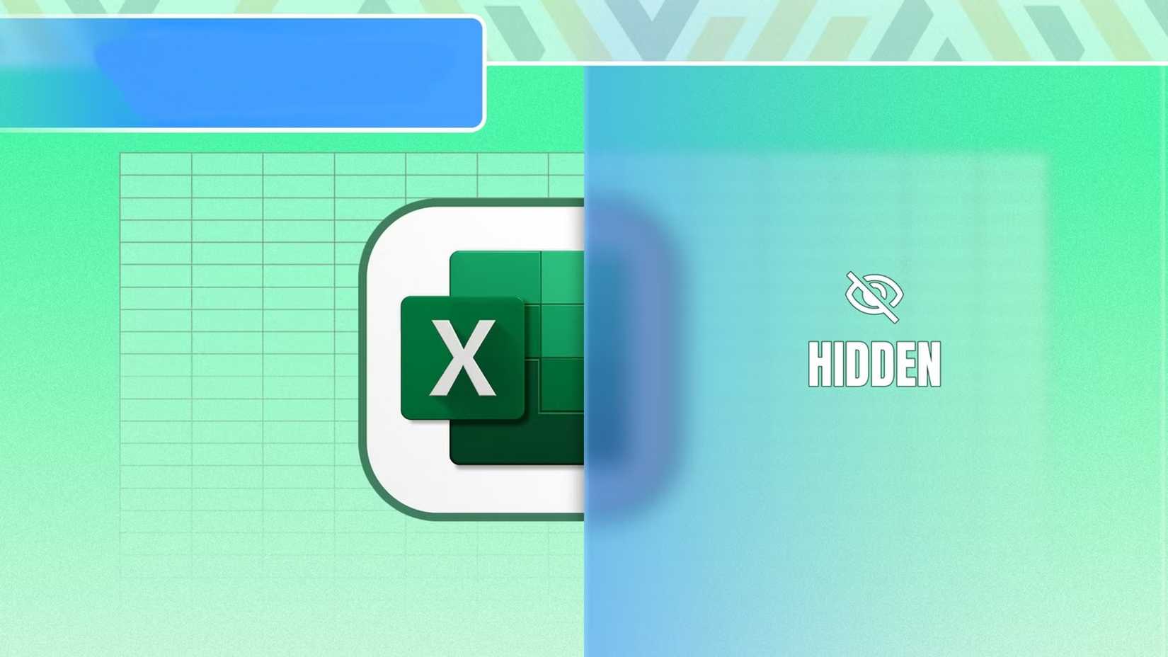 The Excel logo with the right side blurred behind the word 'Hidden' without a tim logo