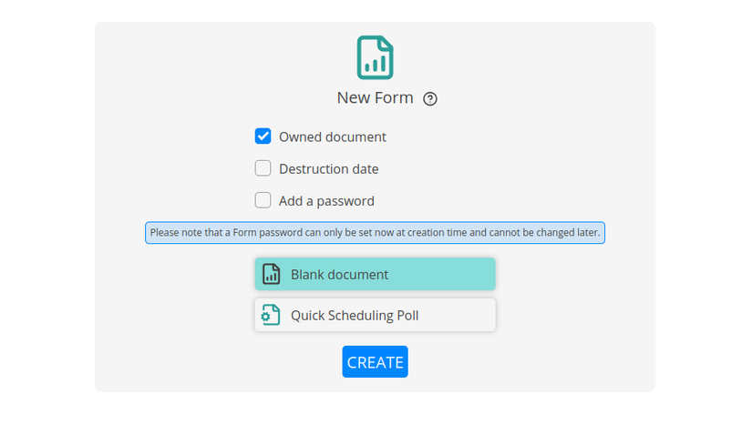 The new form interface on CryptPad.