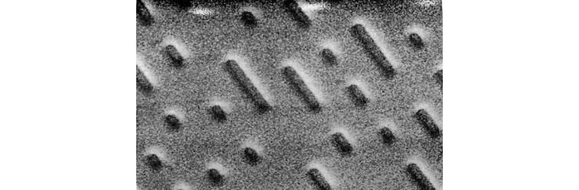 The pits and lands on a CD.