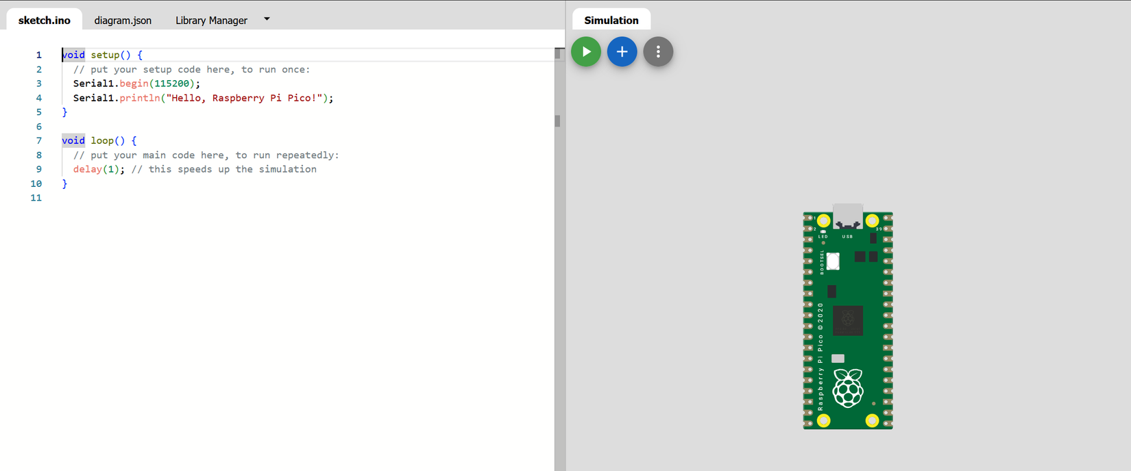 The Raspberry Pi Pico simulator.