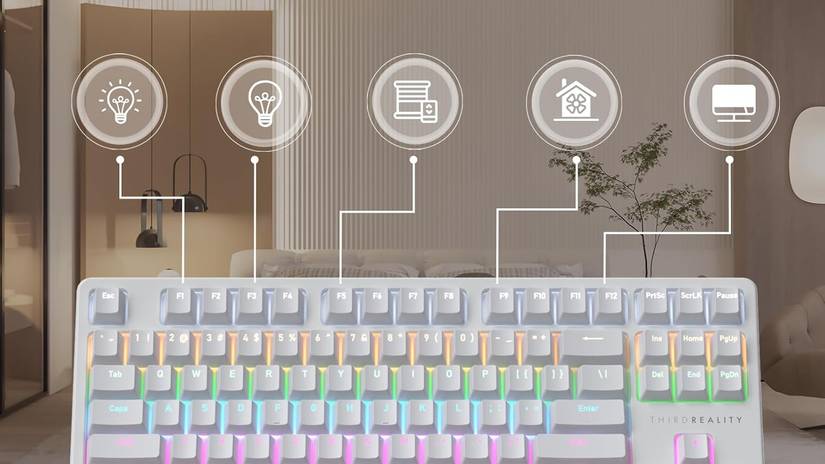 ThirdReality MK1 Magic Keyboard with Matter buttons highlighted.