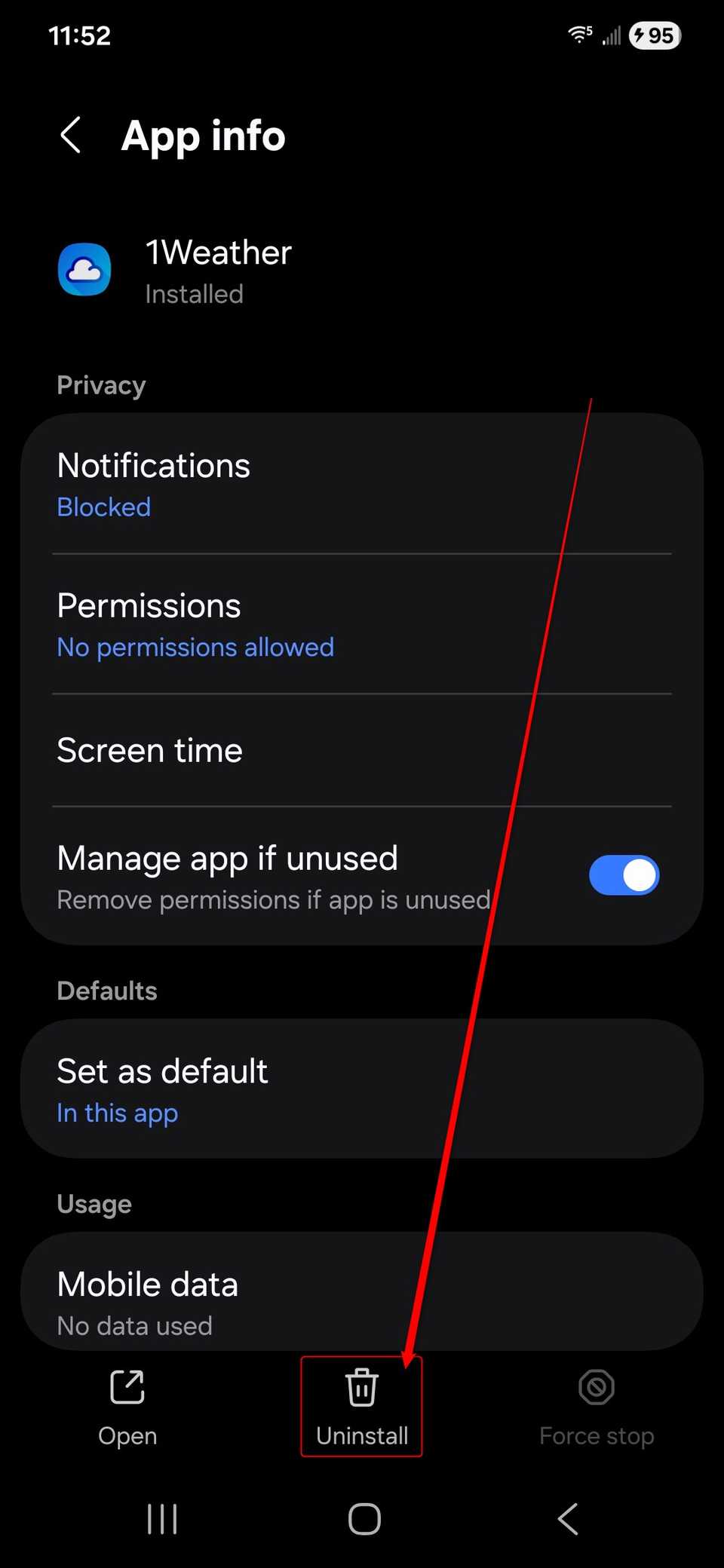 Uninstall App on Samsung Galaxy