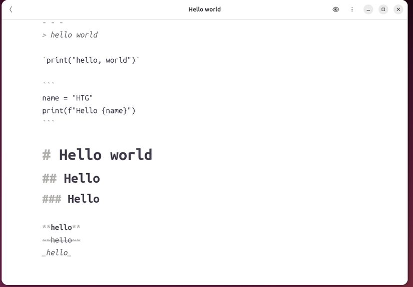 Using different text formatting to preview the text in Iotas.