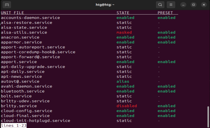 Using systemctl to list active and inactive units