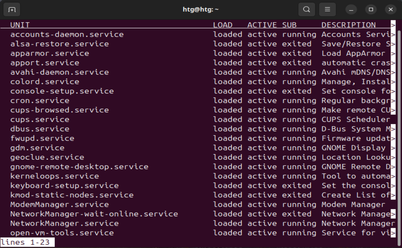 Using systemctl to list all active service units