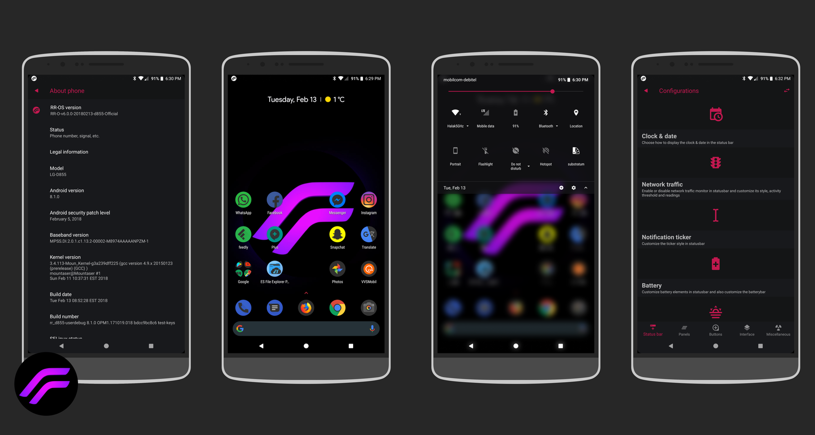 Different screens on Resurrection Remix OS.