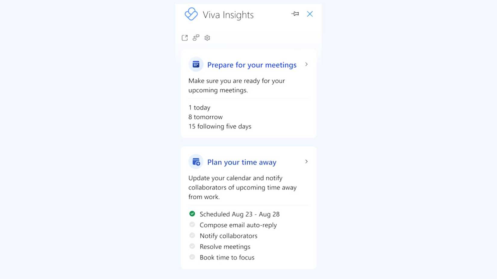 Viva insights asking how you want to plan your day