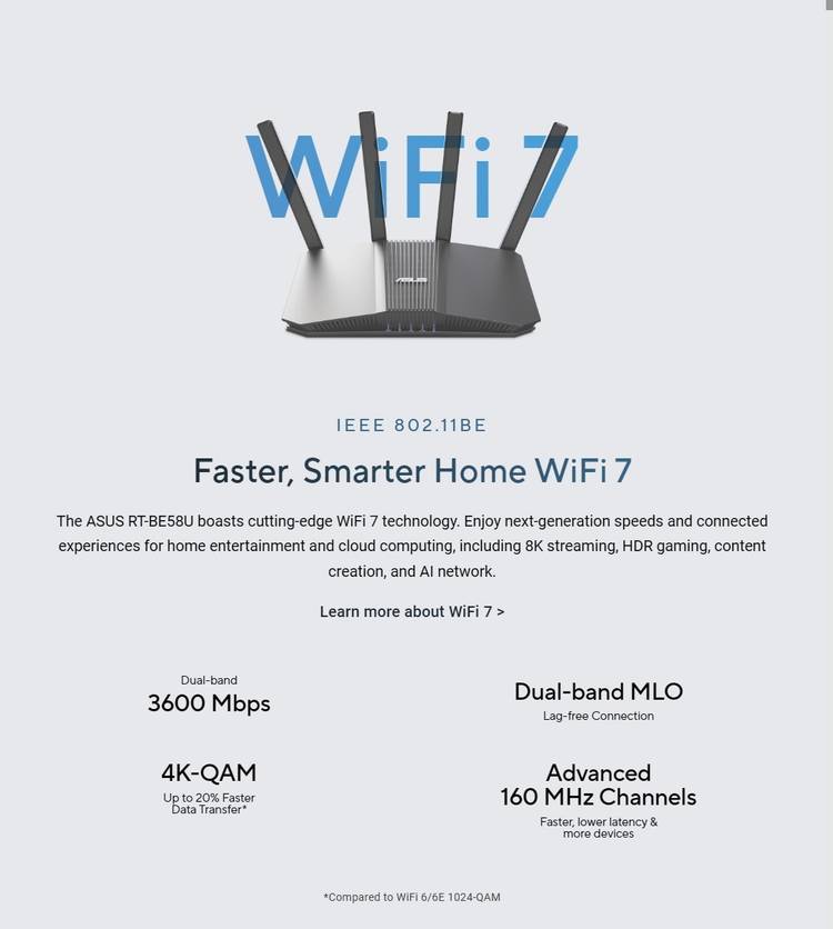 A screenshot of an ASUS WiFi 7 router.