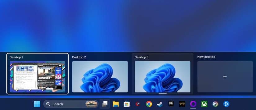 Windows 11 creating new virtual desktop.