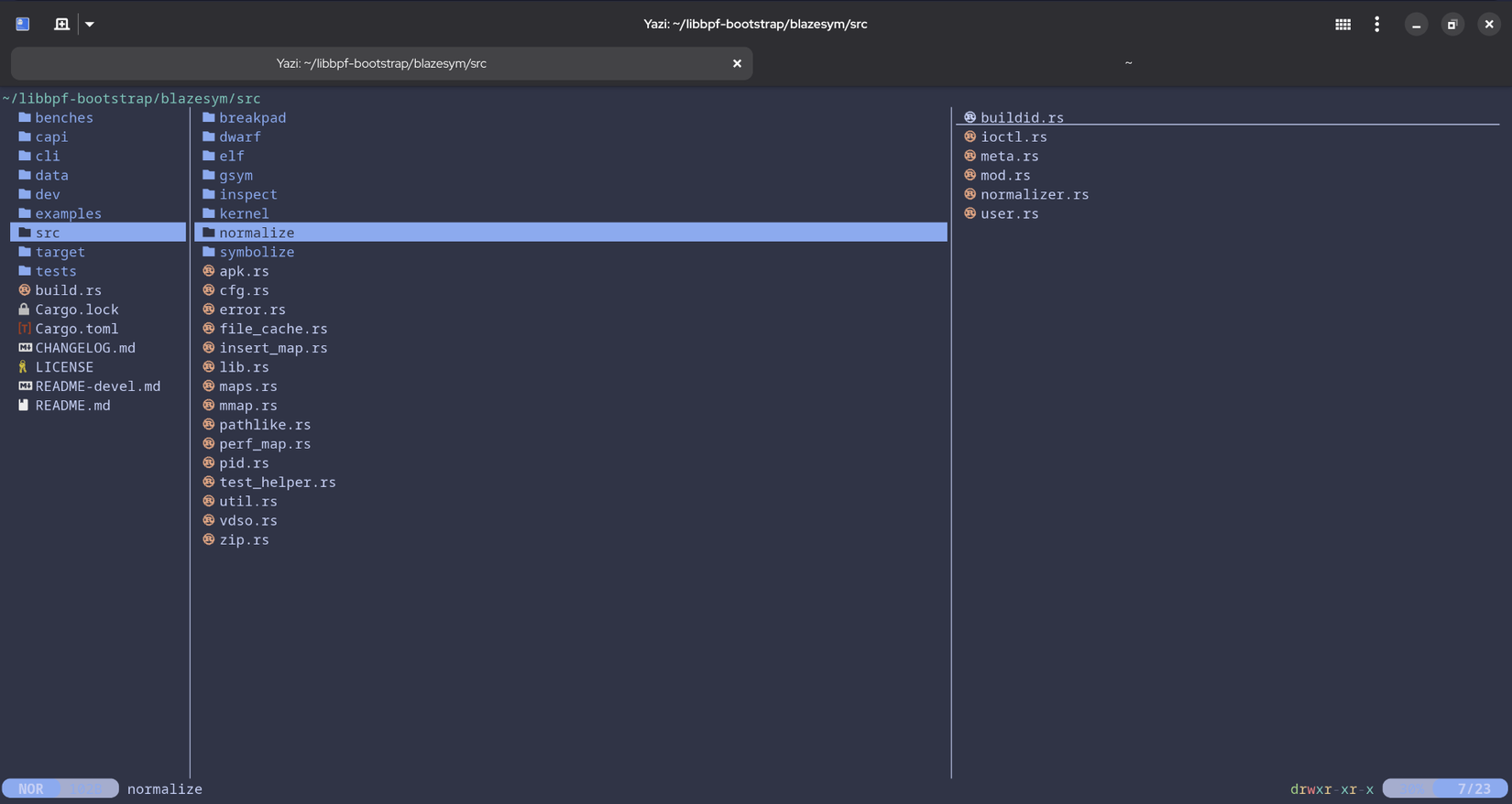 Yazzie Rust ベースのファイル マネージャーの例