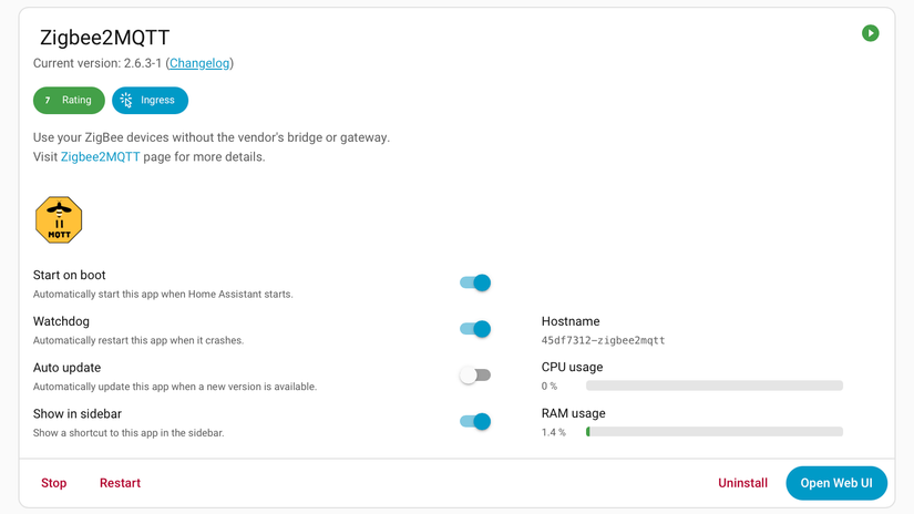 Zigbee2MQTT running in Home Assistant.