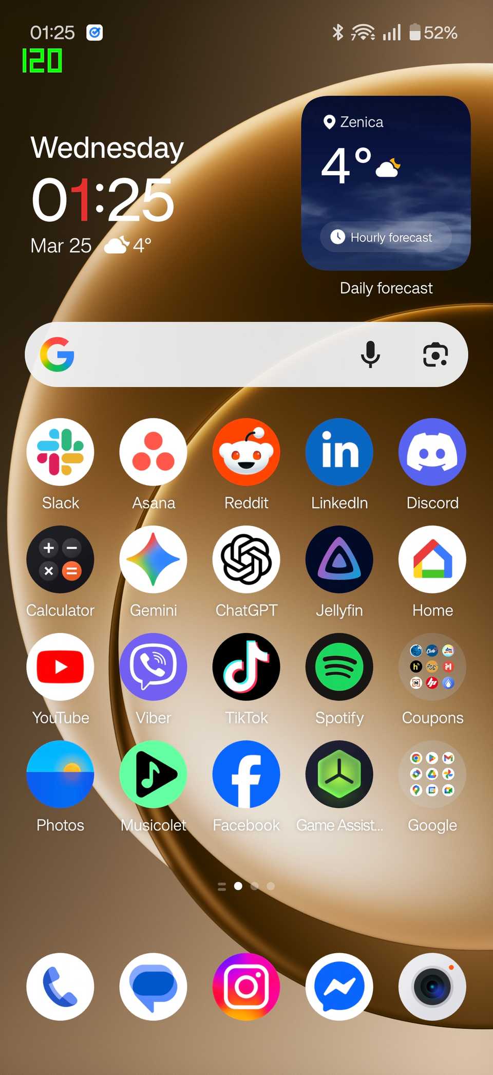 120Hzのホーム画面表示