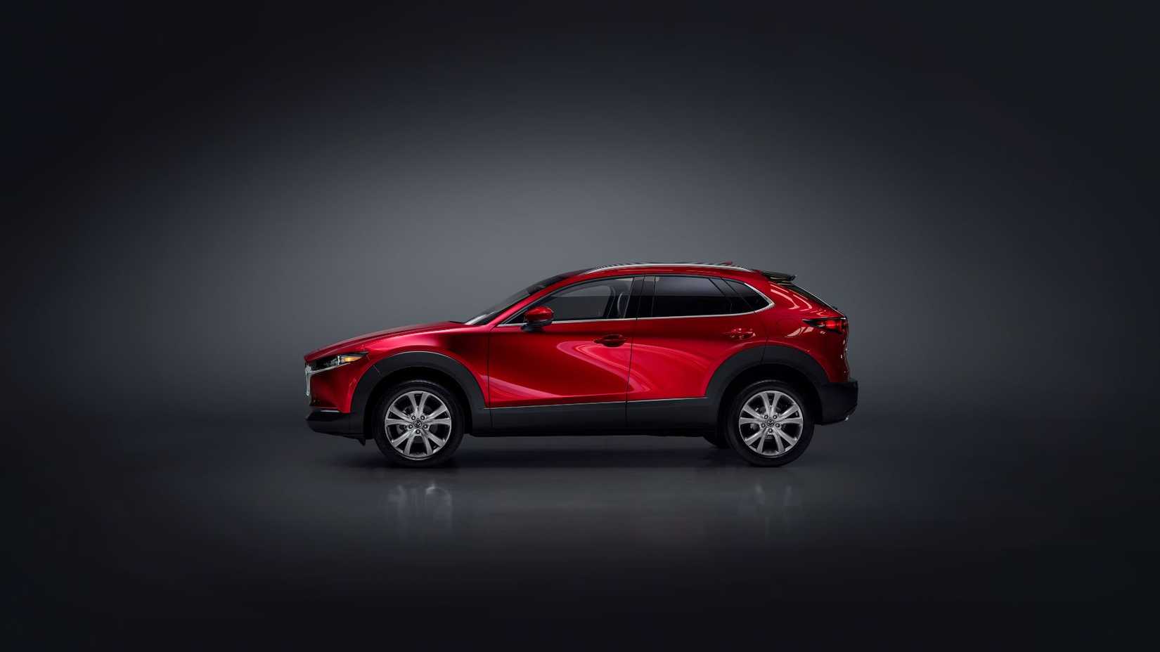 Static side profile shot of a 2023 Mazda CX-30.