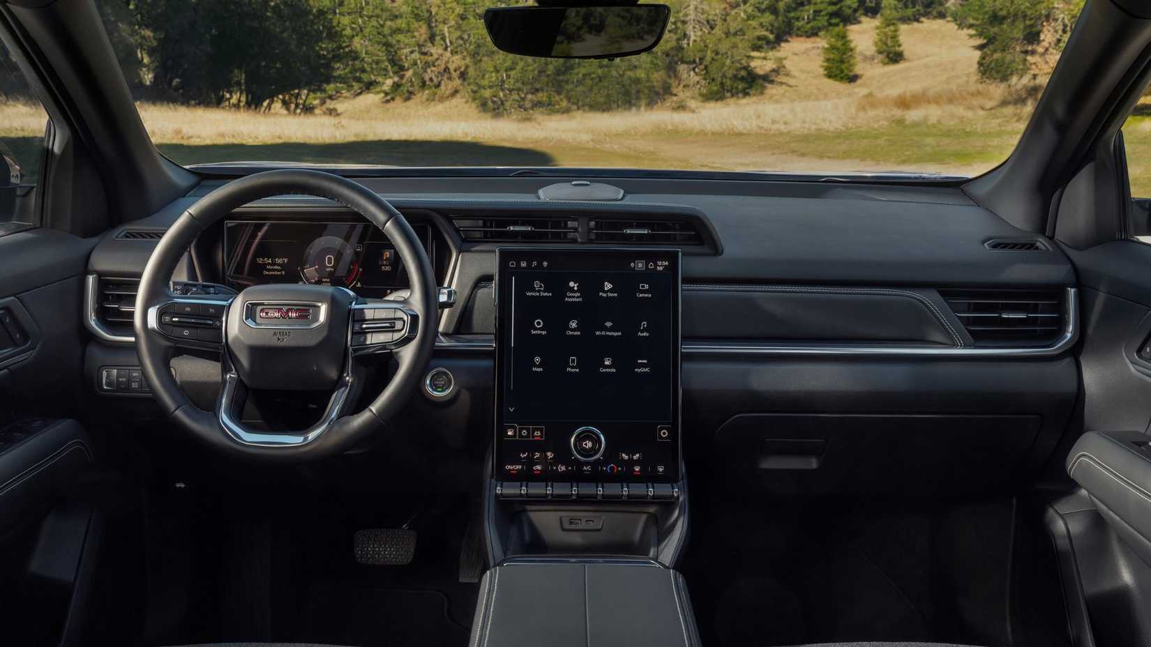 Shot of the dashboard inside the cabin of a 2026 GMC Terrain Elevation.