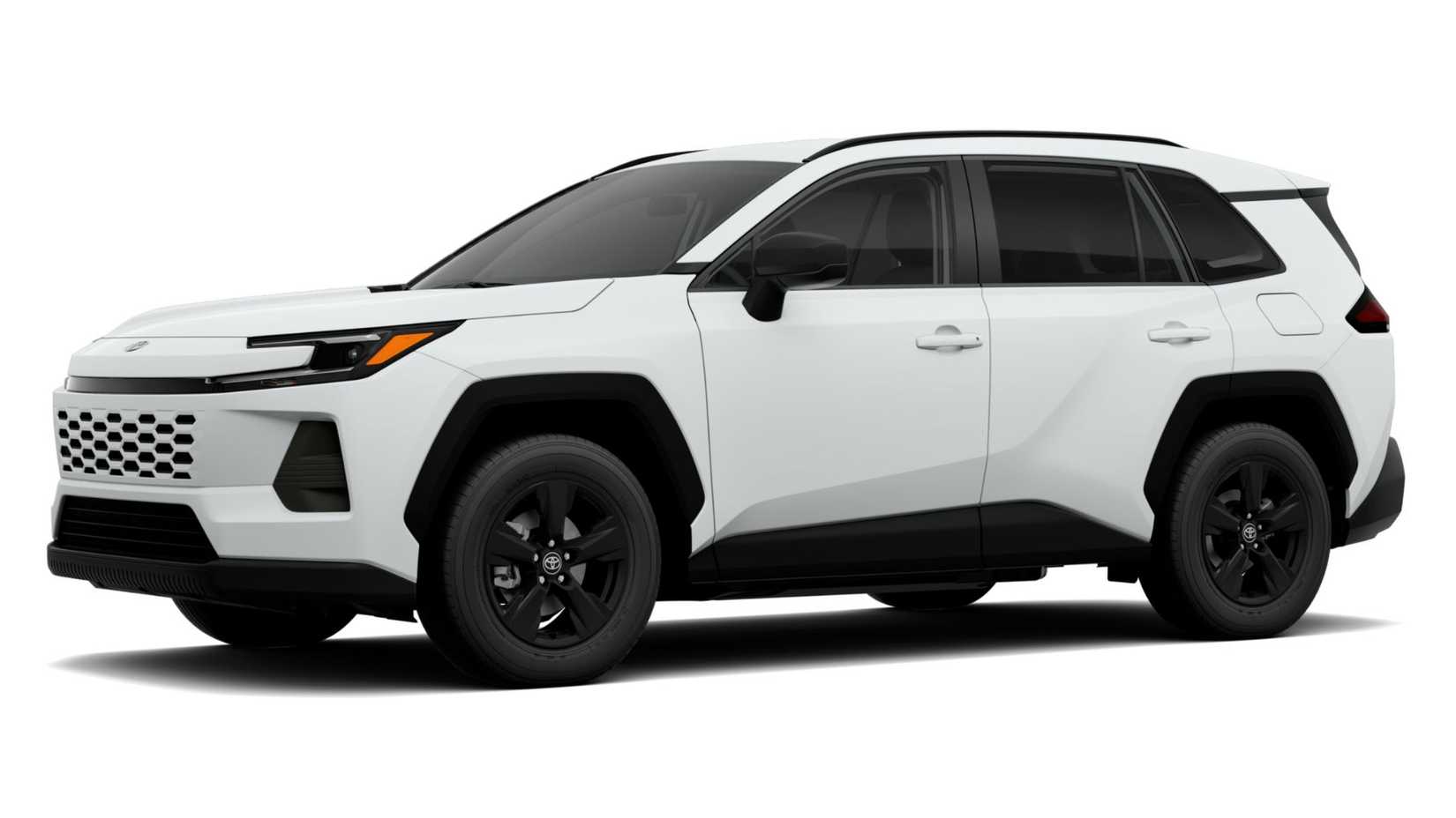 Белая Toyota RAV4 LE 2026 года — вид спереди сбоку.