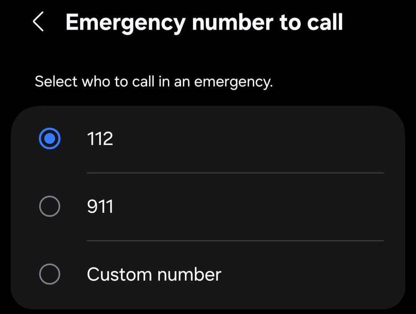 Changing the emergency number for SOS in Android.