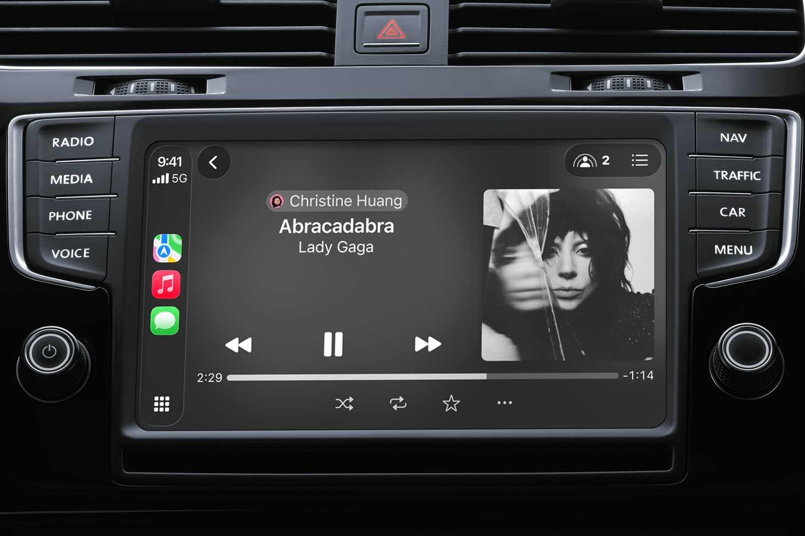 Abracadabra by Lady Gaga was featured on the Now Playing screen on CarPlay.