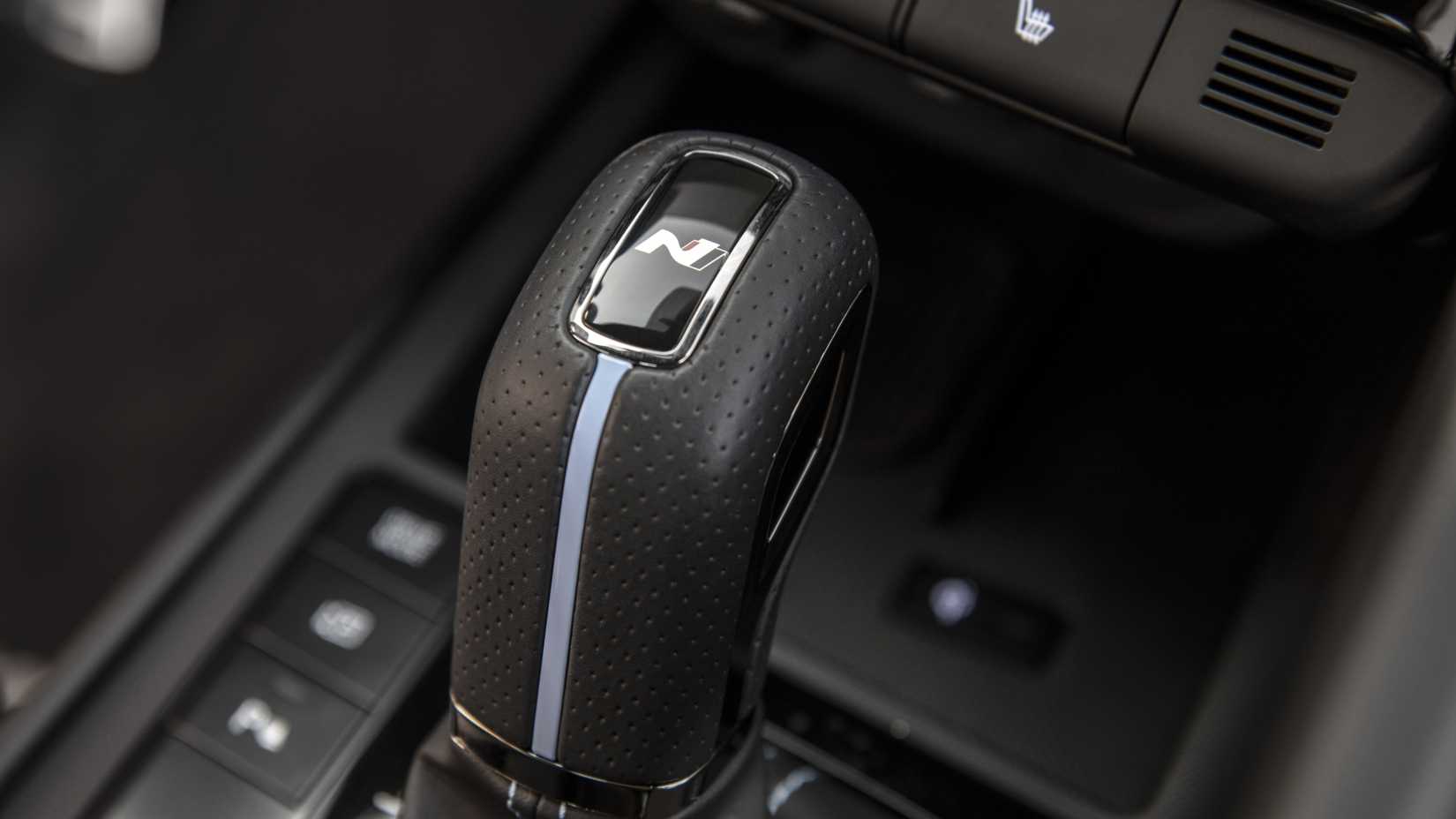 Close up of the gear shifter in a 2025 Hyundai Elantra N