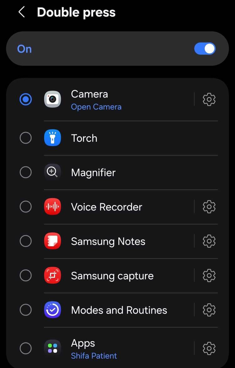 Changing which feature activates when double pressing the power button.