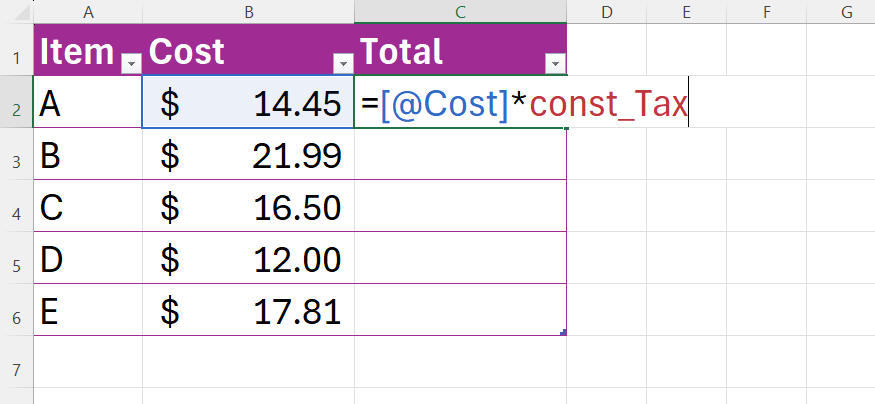 How to name Excel objects like a software dev