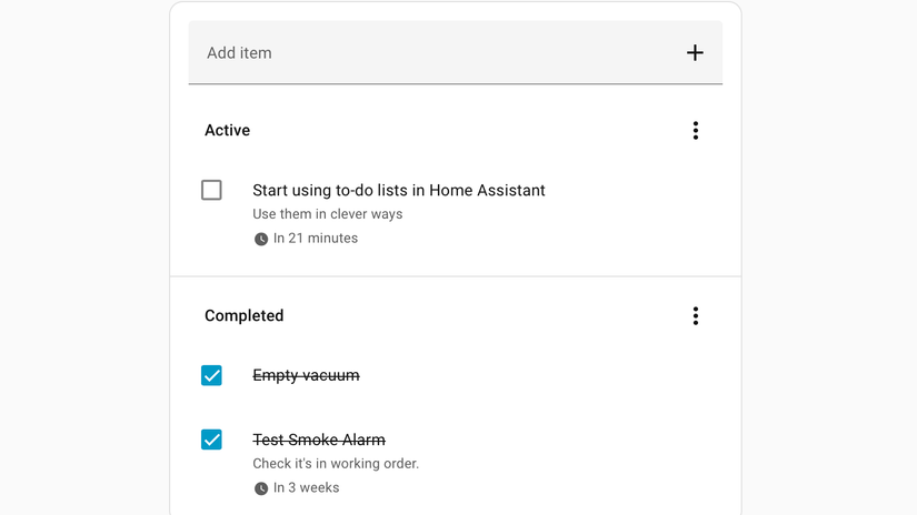A to-do list in Home Assistant on a desktop computer.