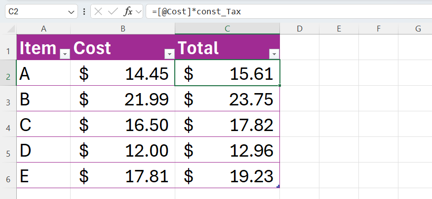 How to name Excel objects like a software dev