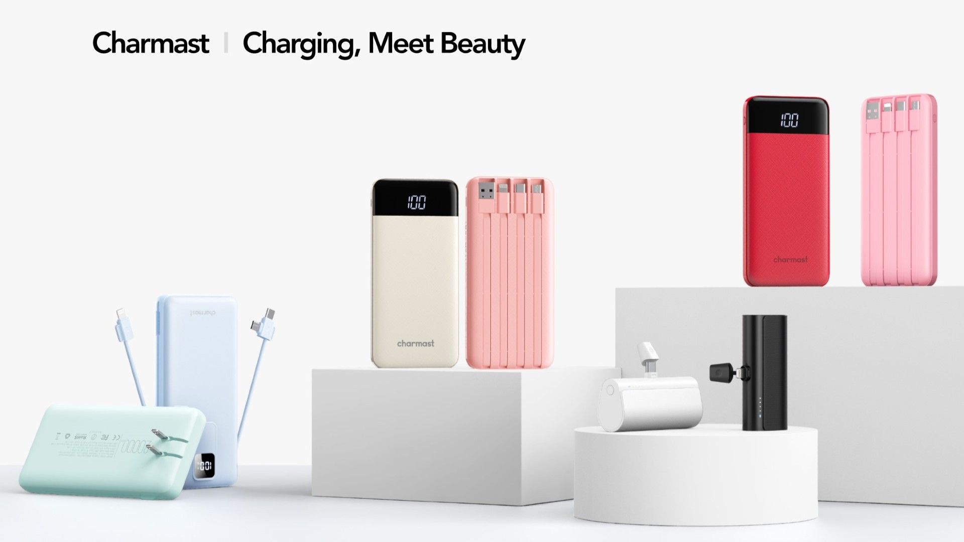 Charmast's 10,000mAh portable charger has built-in cables (no extra wires needed)