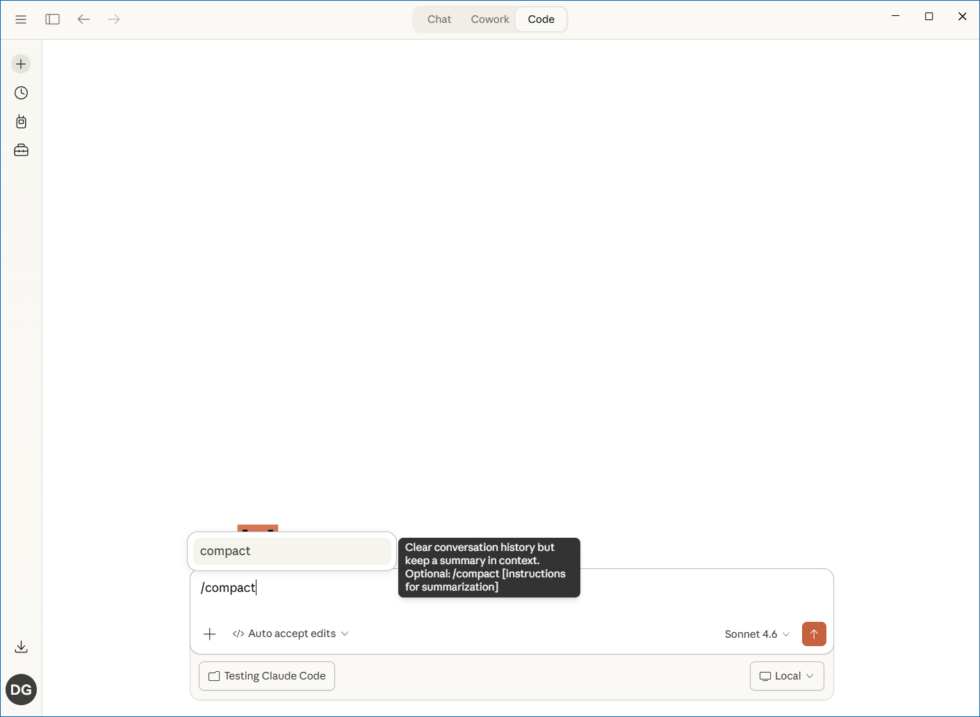 Claude Code compact command for summarizing conversation history
