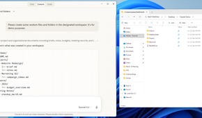 Claude Cowork creating files and folders in Windows workspace
