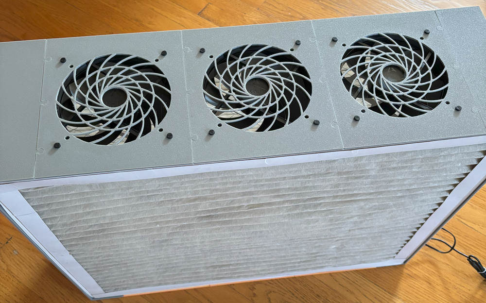 A scaled-down Corsi-Rosenthal design using PC fans