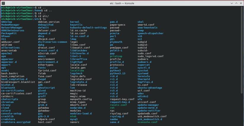 The /etc/ folder in Kubuntu. 