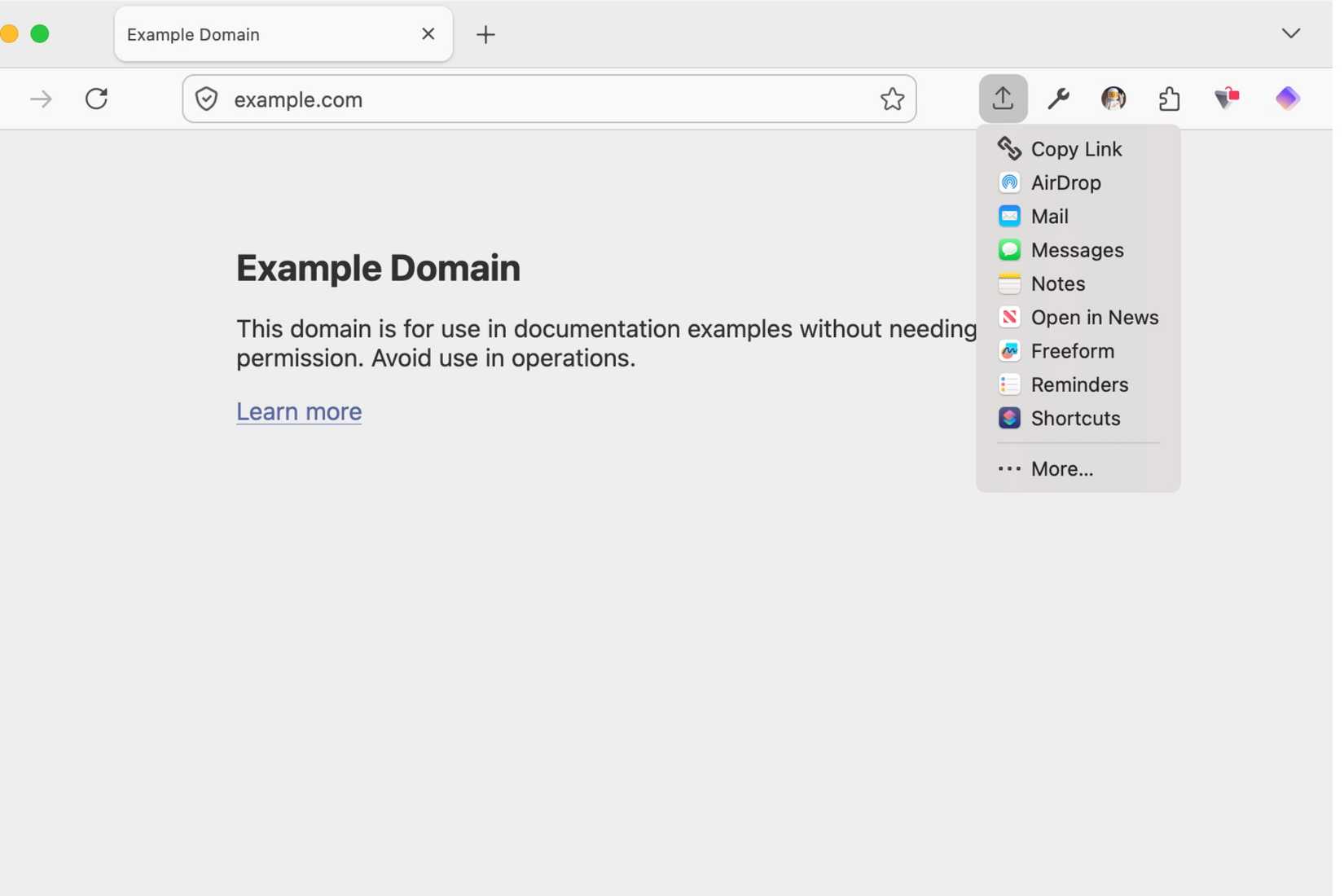 Send pages via system-sharing options