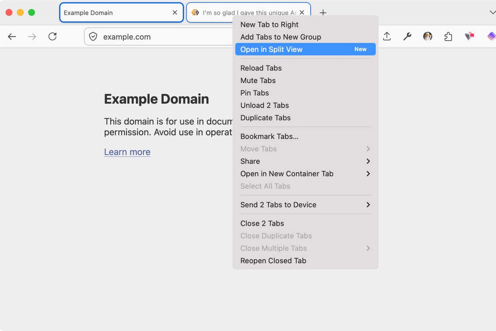 Split view lets you browse two tabs side-by-side
