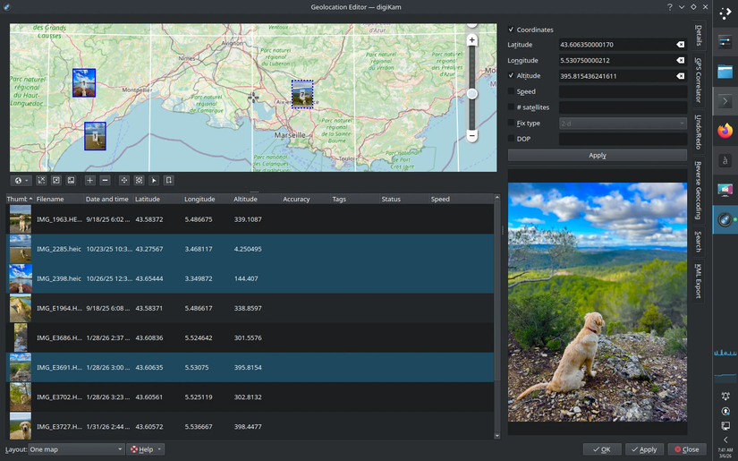Geolocation editor in digiKam