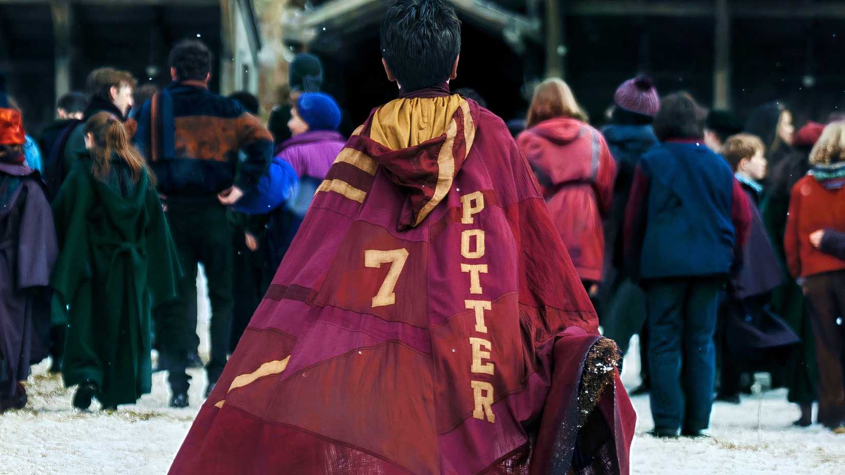 Harry Potter in Qudditich robe in Harry Potter.