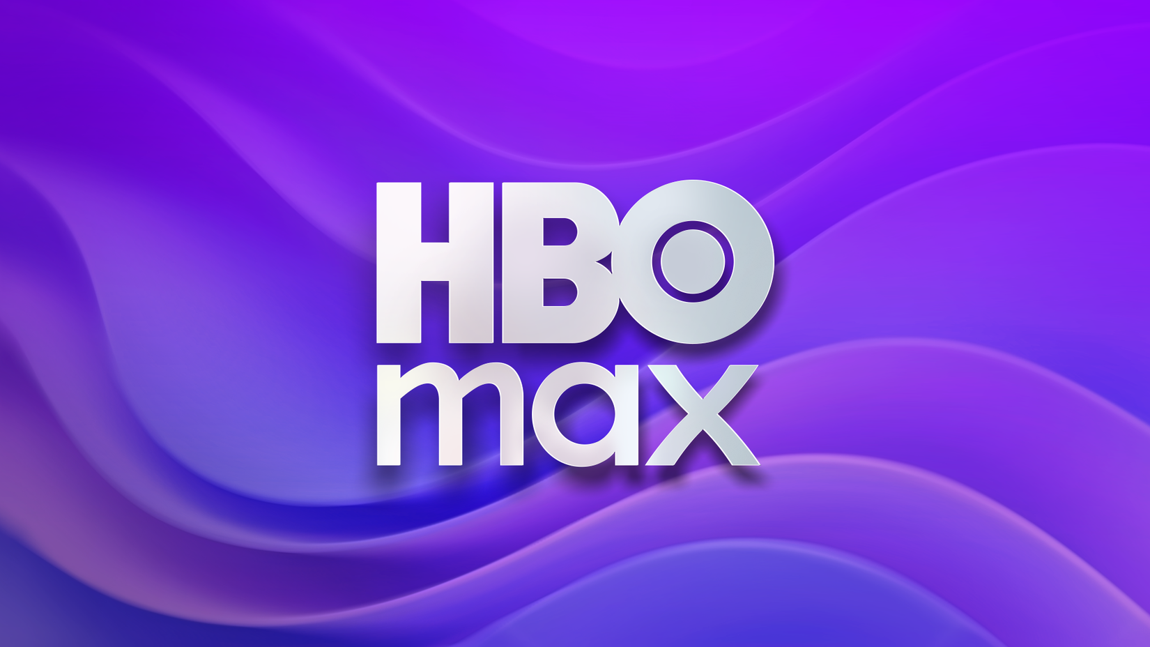 Logotipo da HBO Max em um fundo roxo ondulado.