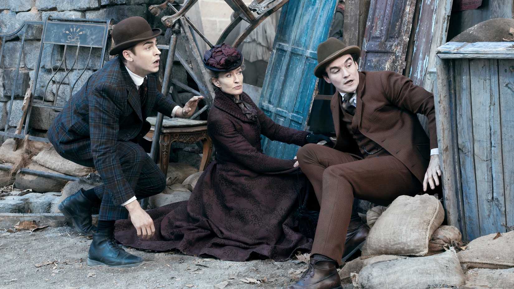 Hero Fiennes Tiffin and Gillian Anderson in Young Sherlock.