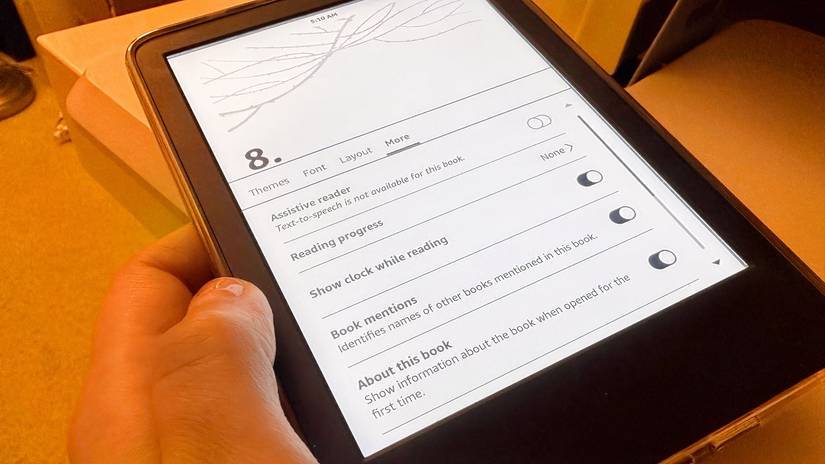 Me showing the clock on my Kindle
