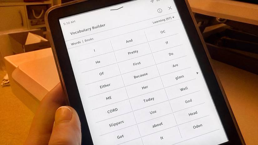 Me showing off the Kindle Vocabulary builder.