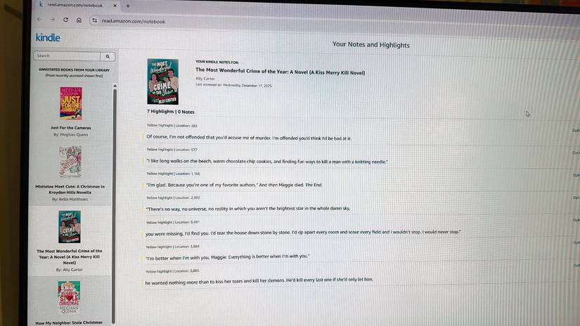 Me showing an example of Kindle Highlights