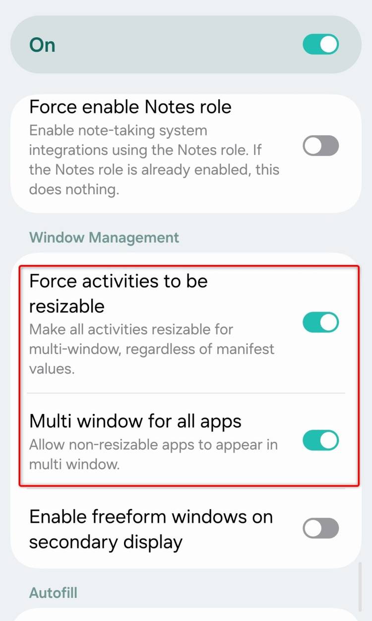 Window management options.