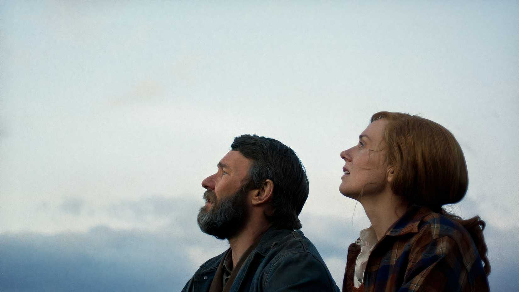 Joel Egerton and Kerry Condon in Train Dreams.